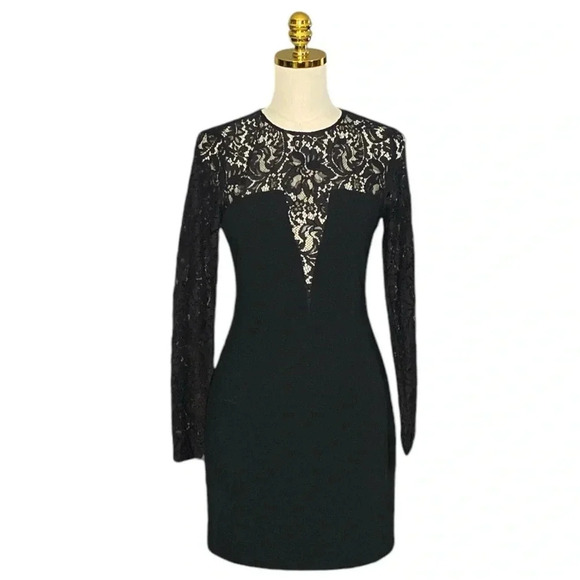 ARITZIA BABATON |  Masaki Black Lace Bastier Bodycon Mini Dress Size 4 - Picture 1 of 11